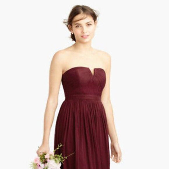 J. Crew Nadia Strapless Bridesmaid Dress Burgundy - Picture 13 of 13